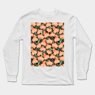 Orange Orchid Pattern Long Sleeve T-Shirt